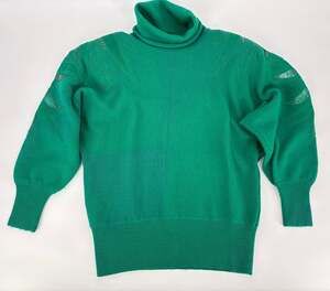 READ Vintage 80s Large Neiman Marcus Wool Sweater w/ Suede Detail for Parts